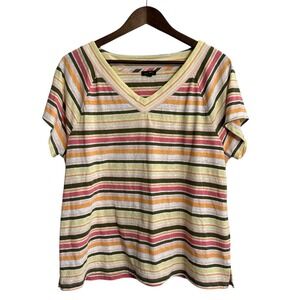 Talbots top women's XL pastel beach coastal classic preppy stripe linen blend